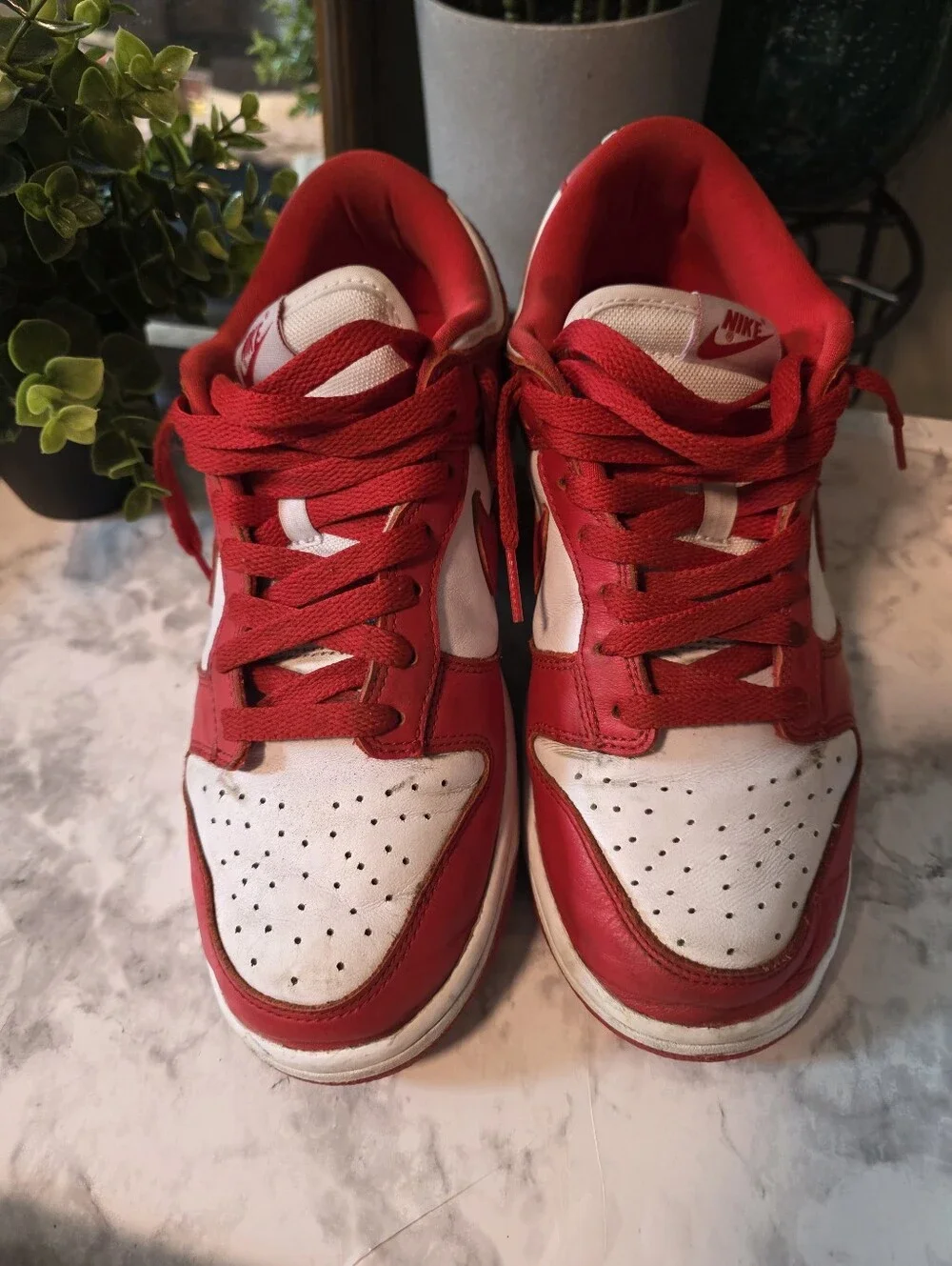 Nike Dunk Low-style Men's 7.5  Red & White Sneakers
